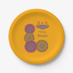 Diwali Mandalas - Saffron Paper Plates