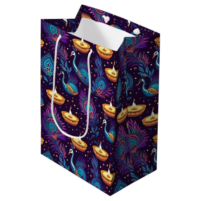 Diwali Midnight Serenity Medium Gift Bag (Front Angled)