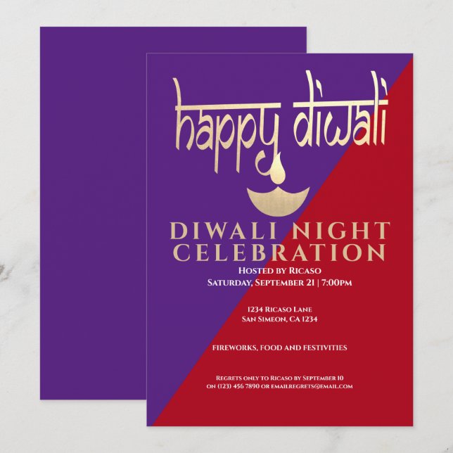 Diwali Night Celebration Of Light Invitation (Front/Back)