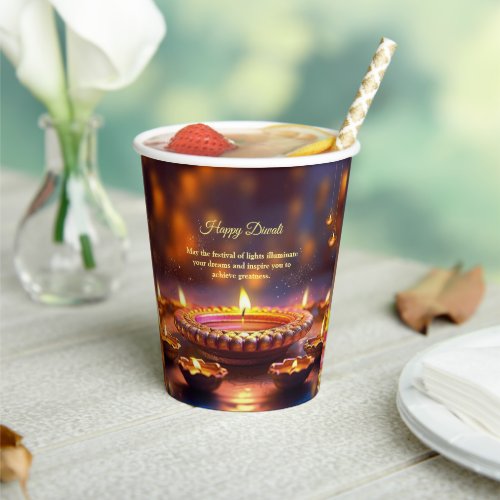 Diwali Orange Brown Golden Lamp Diyas  Paper Cups