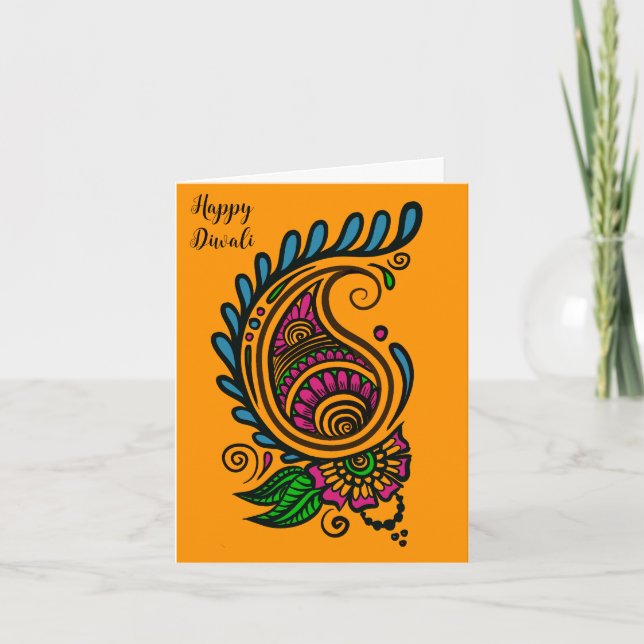 Diwali Orange Paisley Card (Front)