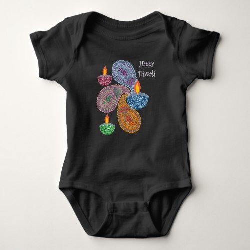 Diwali _ Paisleys  Lamps Baby Bodysuit