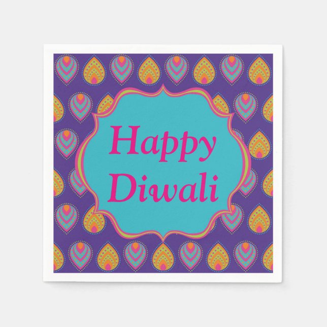 Diwali Paper Napkin in Colorful Indian Pattern (Front)