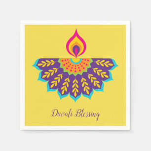 Diwali Paper Napkin with Mandala - Custom Color