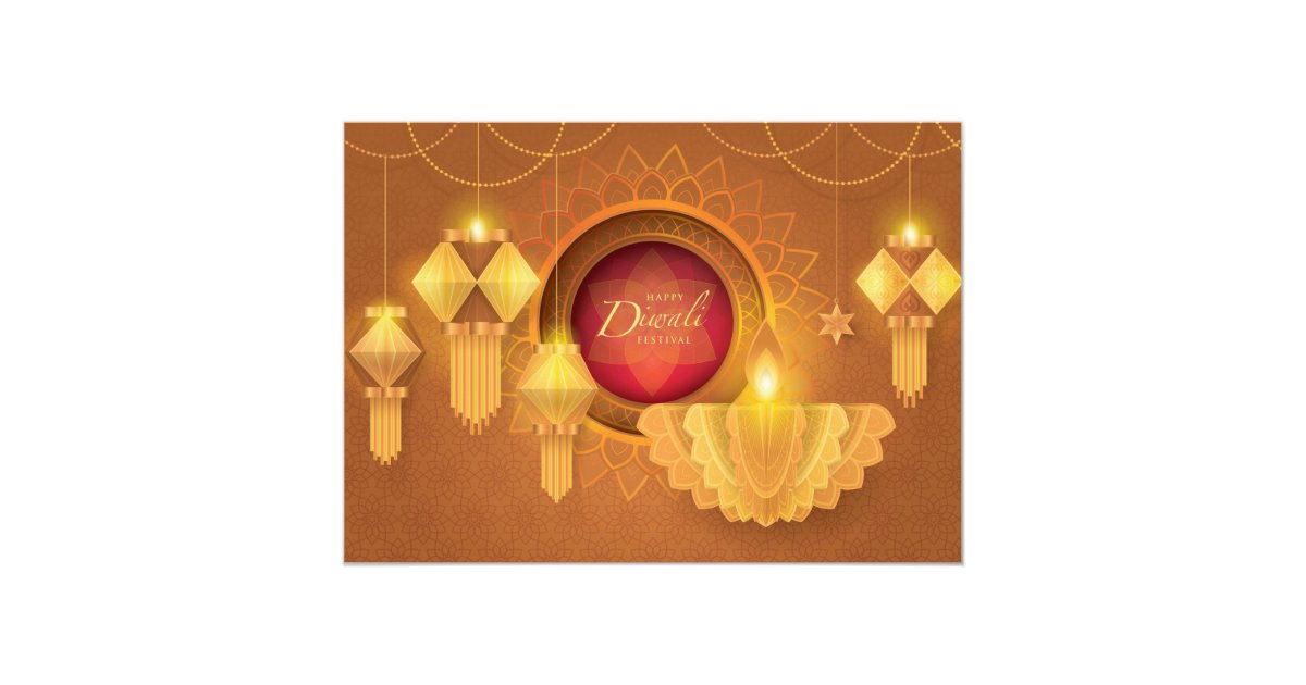 Diwali Papercut Deepa Lanterns Gold Invitation Zazzle Com And my diwali is incomplete without floating candles. zazzle