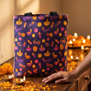 Diwali Party Cute Hand-Drawn Favor Gift  Tote Bag