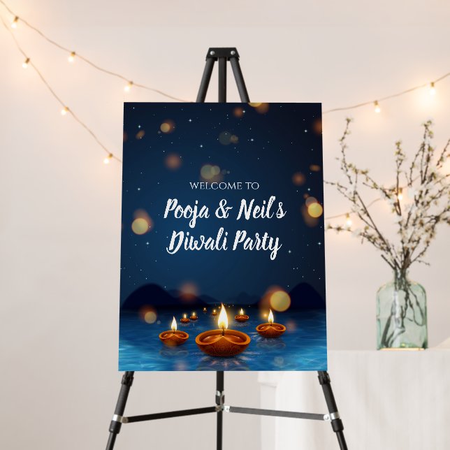Diwali Party signs & Happy Diwali Welcome sign (In Situ (Stand))