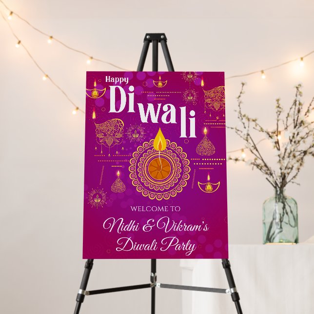 Diwali party welcome as Diwali Dinner welcome sign (In Situ (Stand))