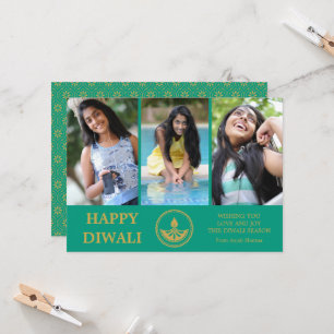 Diwali Photo Greeting Card - Custom Color