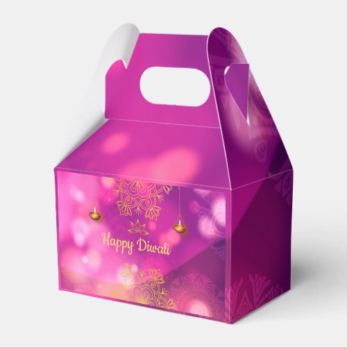 Diwali Purple Gold Mandala Lamps Favor Boxes