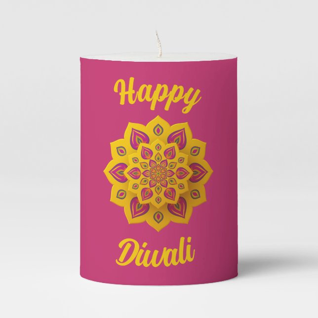 Diwali Rangoli Pillar Candle (Front)