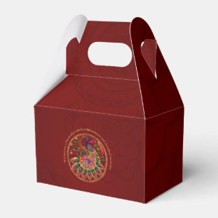 Diwali Red Gold Colorful Peacock Personalized  Favor Boxes