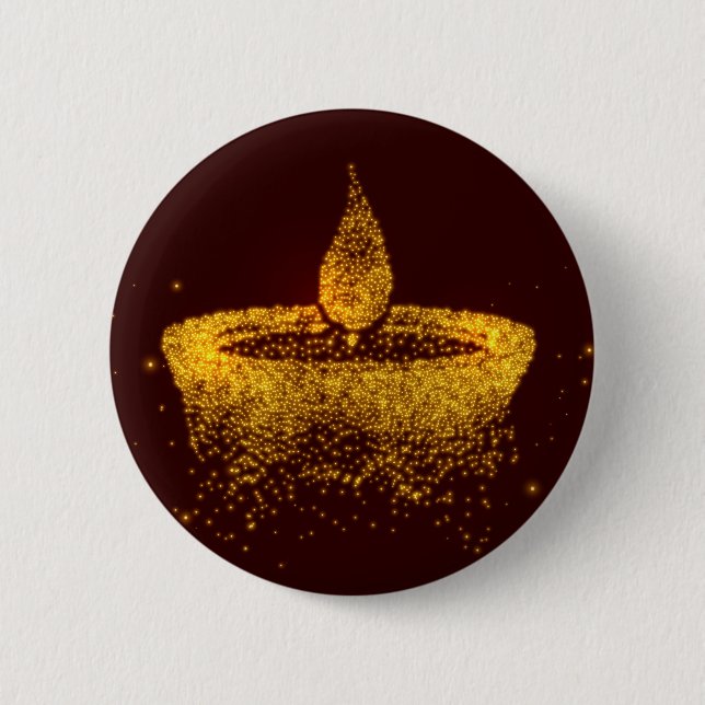 Diwali Sparkle Diya Button (Front)