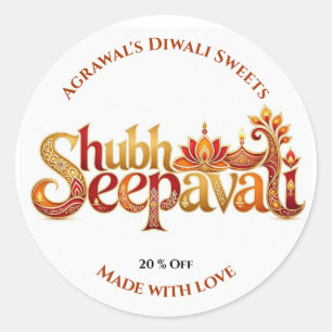 Diwali Sweets Made With Love Small Business Classic Round Sticker