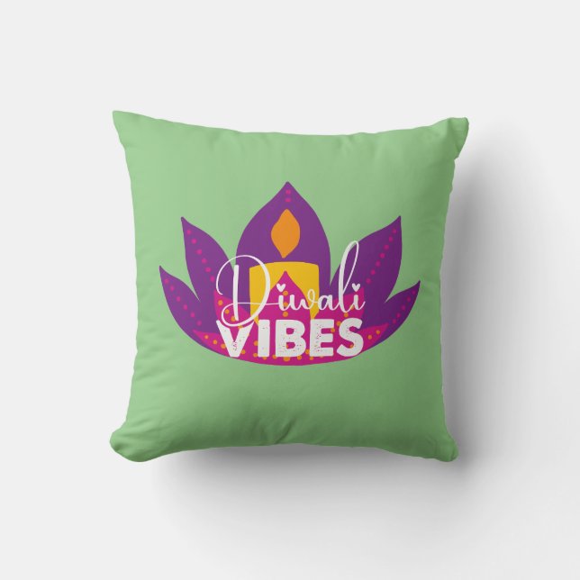 Diwali Vibes Throw Pillow (Front)