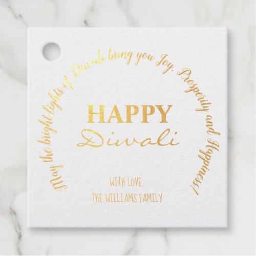 Diwali Wishes Typography Handwriting Elegant Foil Favor Tags