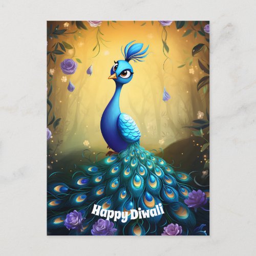  Diwali Wonder Enchanted Peacock Postcard