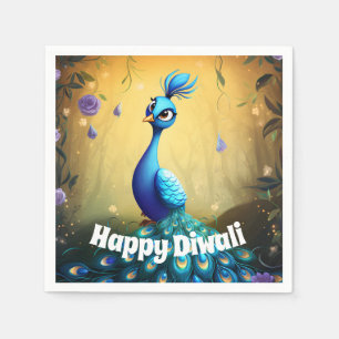🦚 Diwali Wonder: Enchanted Peacock Postcard Napkins