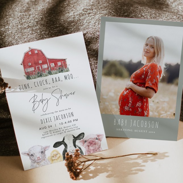 DIXIE Country Red Barn Farm Animal Baby Shower Invitation (Creator Uploaded)