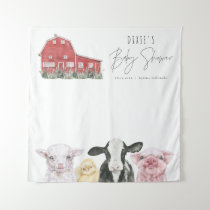 DIXIE Country Red Barn Farm Animal Baby Shower  Tapestry