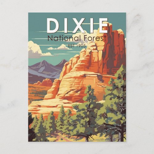 Dixie National Forest Utah Travel Art Vintage Postcard