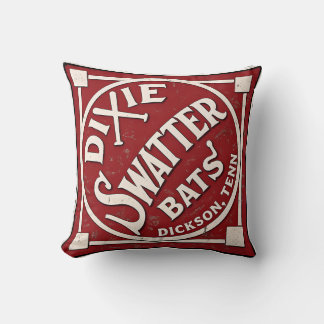Dixie Swatter Bats Vintage Logo Dickson Tennessee Throw Pillow