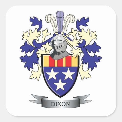 Dixon Family Crest Coat of Arms Square Sticker