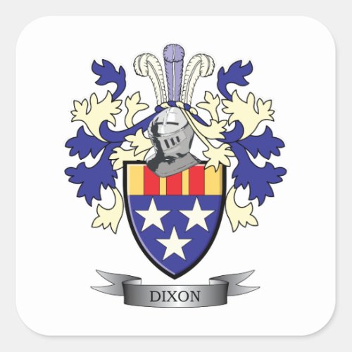 Dixon Family Crest Coat of Arms Square Sticker