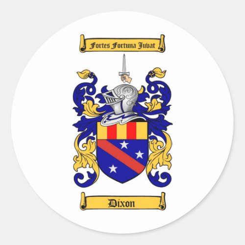 DIXON FAMILY CREST _  DIXON COAT OF ARMS CLASSIC ROUND STICKER