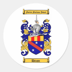 DIXON FAMILY CREST - DIXON COAT OF ARMS CLASSIC ROUND STICKER