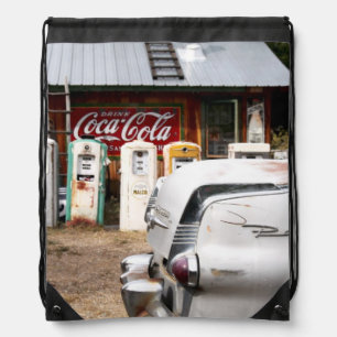 Dixon, New Mexico, United States. Vintage car Drawstring Bag
