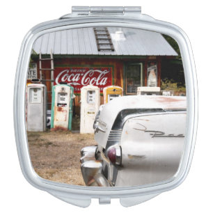 Dixon, New Mexico, United States. Vintage car Mirror For Makeup