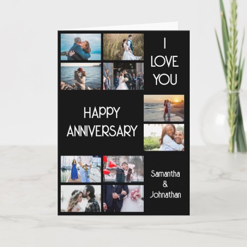 DIY 10 photo anniversary wedding plain simple Card