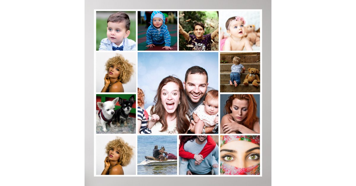 DIY 13 Photo Family friends celebration collage Poster Zazzle