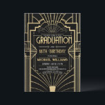 DIY 18th Birthday Graduation Art Deco Black Gold Invitation<br><div class="desc">This invitation is an ideal choice for a combined graduation and 18th birthday celebration. The design focuses on a 1920s Art Deco style with black and gold colors and geometric patterns, creating a luxurious and vintage feel. The harmonious blend of elements makes a lasting impression. Graduation and turning 18 are...</div>
