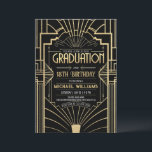 DIY 18th Birthday Graduation Art Deco Black Gold Invitation<br><div class="desc">This invitation is an ideal choice for a combined graduation and 18th birthday celebration. The design focuses on a 1920s Art Deco style with black and gold colors and geometric patterns, creating a luxurious and vintage feel. The harmonious blend of elements makes a lasting impression. Graduation and turning 18 are...</div>
