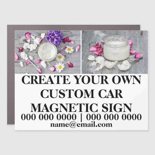 DIY 2 photo business beauty spa homemade cream oil Car Magnet (Front)