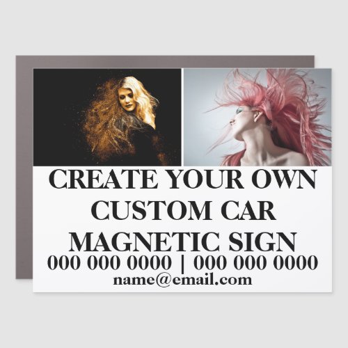 DIY 2 photo business hairdresser stylist branding Car Magnet