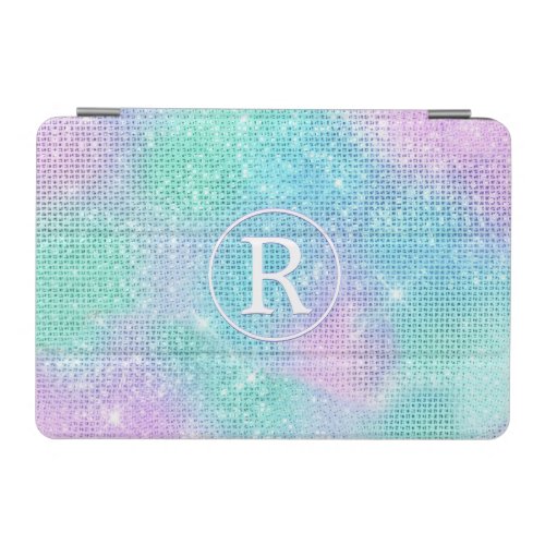 DIY 3_D White Monogram Circle Iridescent Sparkle iPad Mini Cover