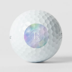 DIY 3-D White Monogram in Circle, Iridescent Glass Golf Balls