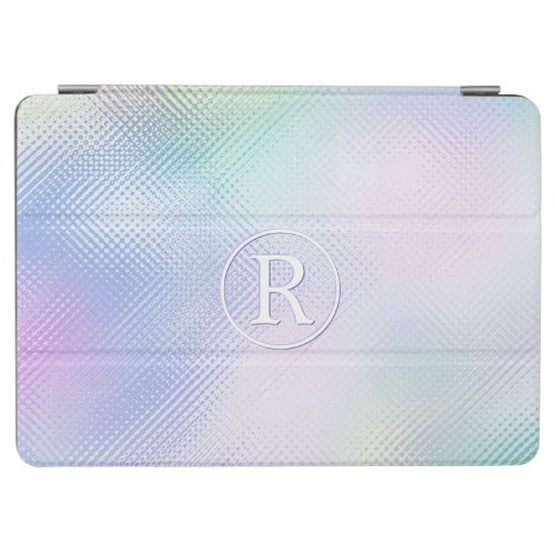 DIY 3_D White Monogram in Circle Iridescent Glass iPad Air Cover