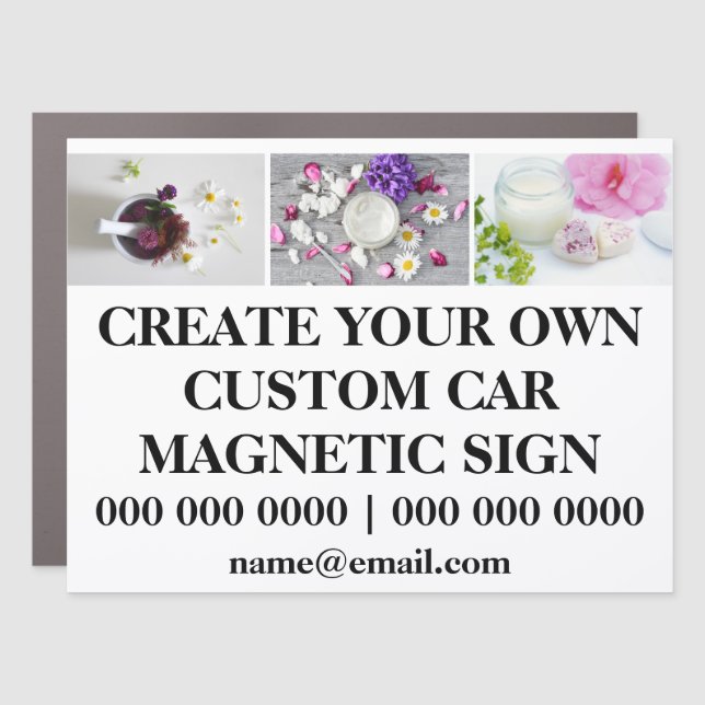 DIY 3 photo business beauty parlor homemade oils Car Magnet (Front)