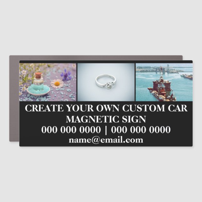 DIY 3 photo | Business photo marketing on black Car Magnet (Front)