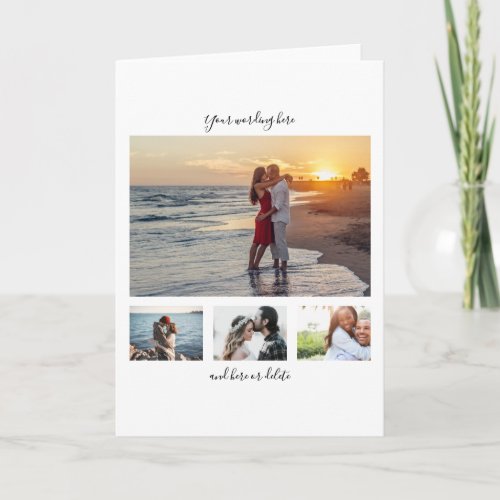 DIY 4 photo anniversary wedding plain minimalist Card