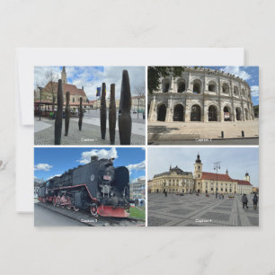 DIY 4 Photographs with Captions Editable Postcard