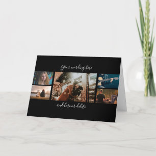 DIY 5 photo anniversary wedding collage black Card