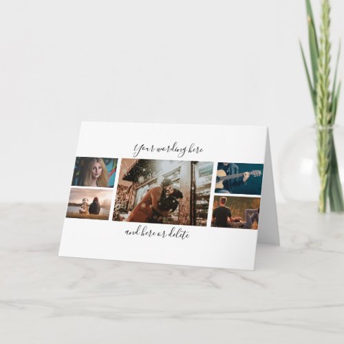 DIY 5 photo anniversary wedding collage script Card