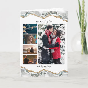 DIY 5 photo anniversary wedding marble geode vert. Card