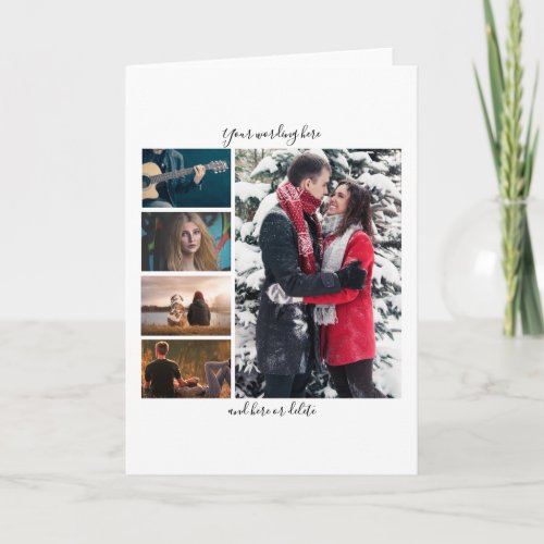 DIY 5 photo anniversary wedding vertical plain Card