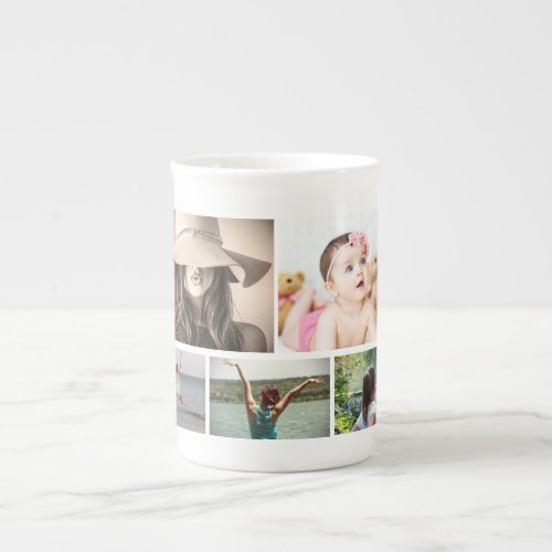 DIY 5 photo collage family friends custom Bone China Mug